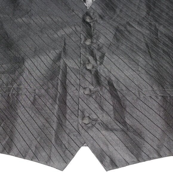 Pronto Uomo 2XL Black Gray Vest Waist Coat Striped Formal Wedding Prom 5 Button - Picture 9 of 12
